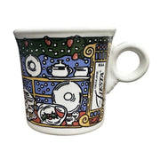 Fiesta - White Ring Handled Christmas Window Mug Homer Laughlin HLC Ceramic Mug