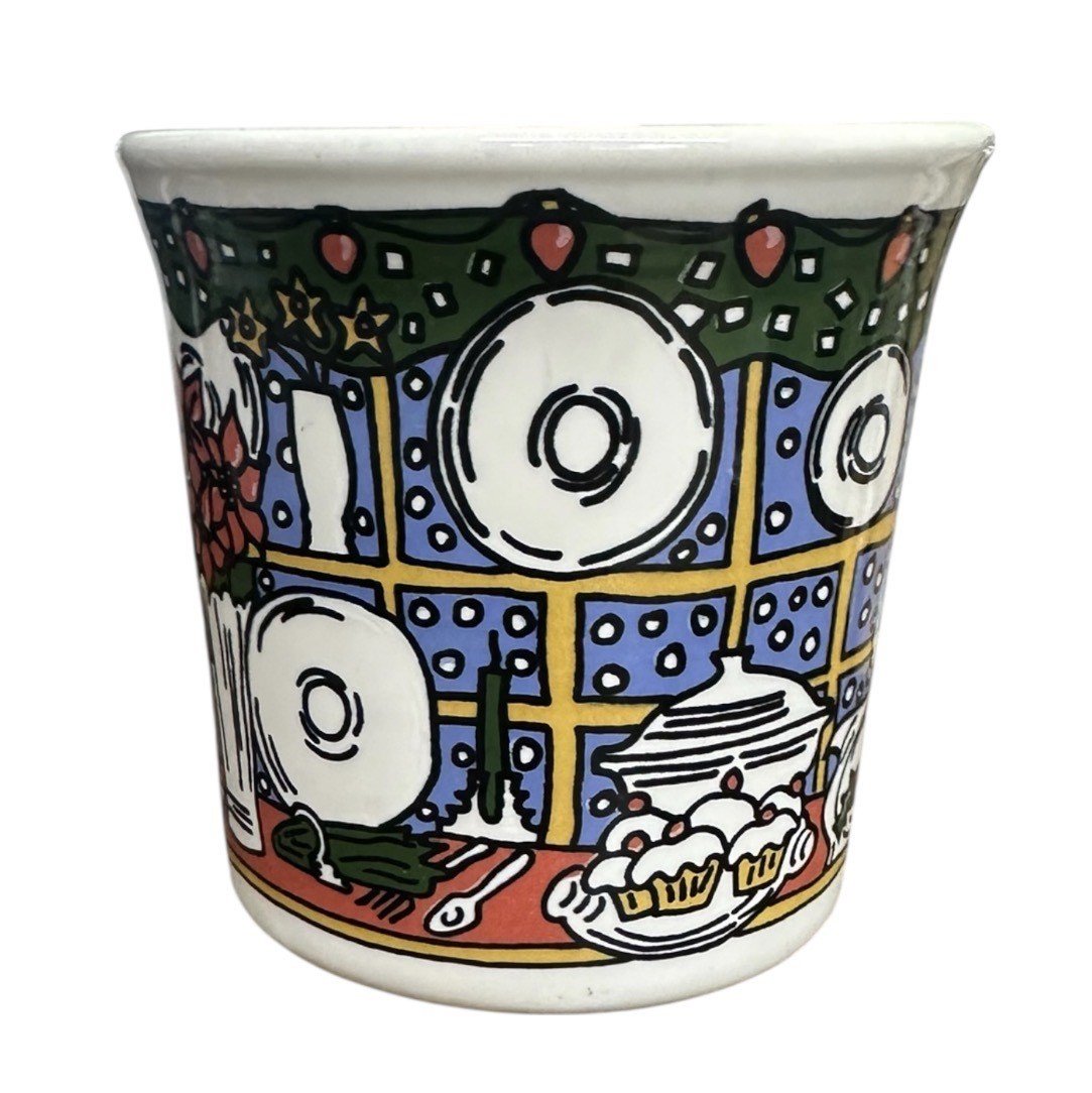 Fiesta - White Ring Handled Christmas Window Mug Homer Laughlin HLC Ceramic Mug