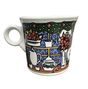 Fiesta - White Ring Handled Christmas Window Mug Homer Laughlin HLC Ceramic Mug