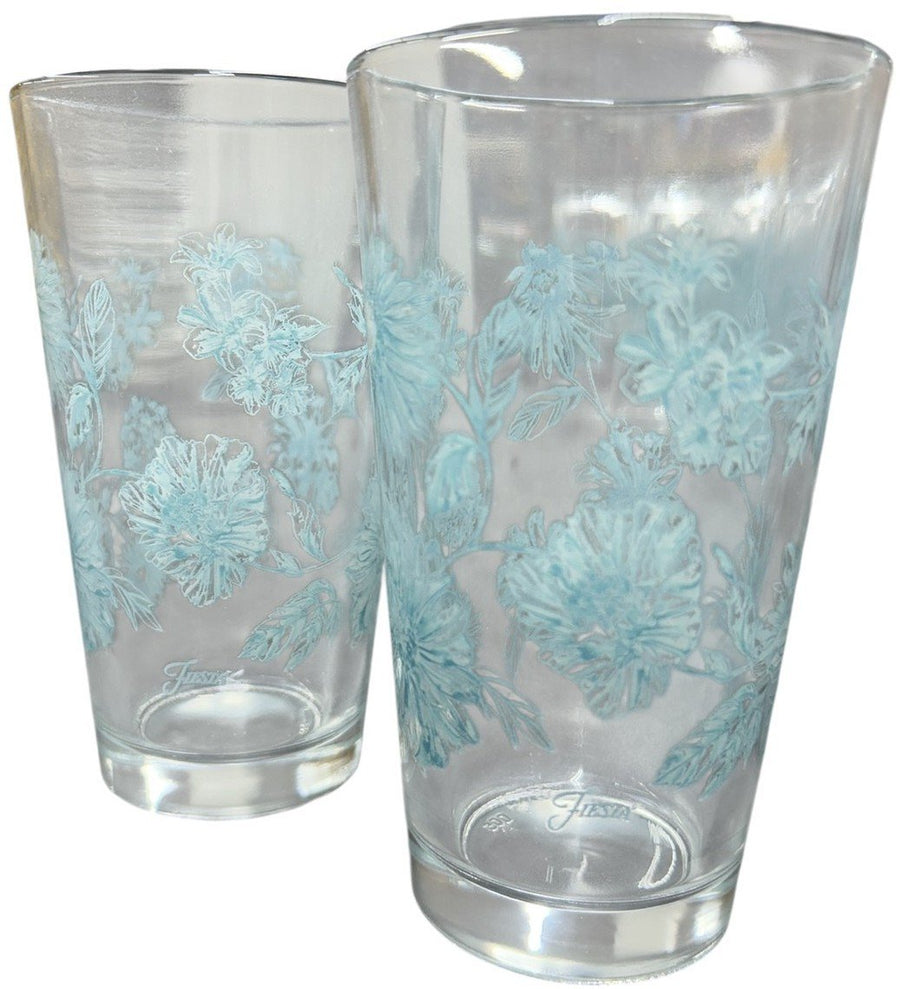 Fiesta - TWO Botanical Flowers 16 Ounce Cooler Glasses