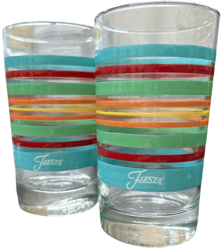 Fiesta - TWO 7oz Juice Glasses, Turquoise, Scarlet, Meadow, Tangerine, Daffodil
