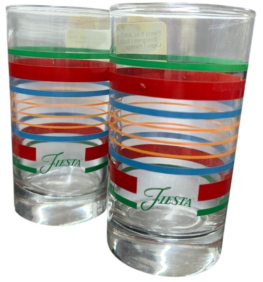 Fiesta - TWO 7oz Juice Glasses, Shamrock, Scarlet, Lapis, Tangerine