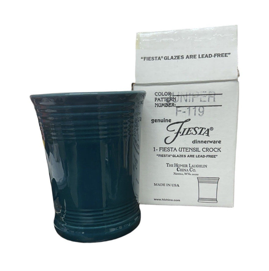 Fiesta - Juniper Teal Blue Utensil Crock New In Box Homer Laughlin HLC Ceramic (Retired)
