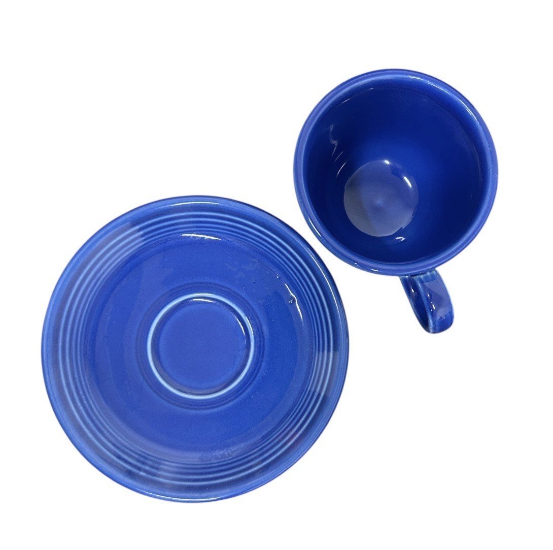 Fiesta - Sapphire Blue Teacup & Saucer Set Homer Laughlin HLC Ceramic