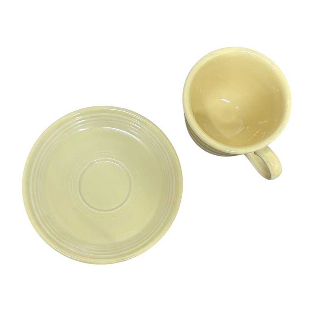 Fiesta - Yellow Teacup & Saucer Set Homer Laughlin HLC Ceramic