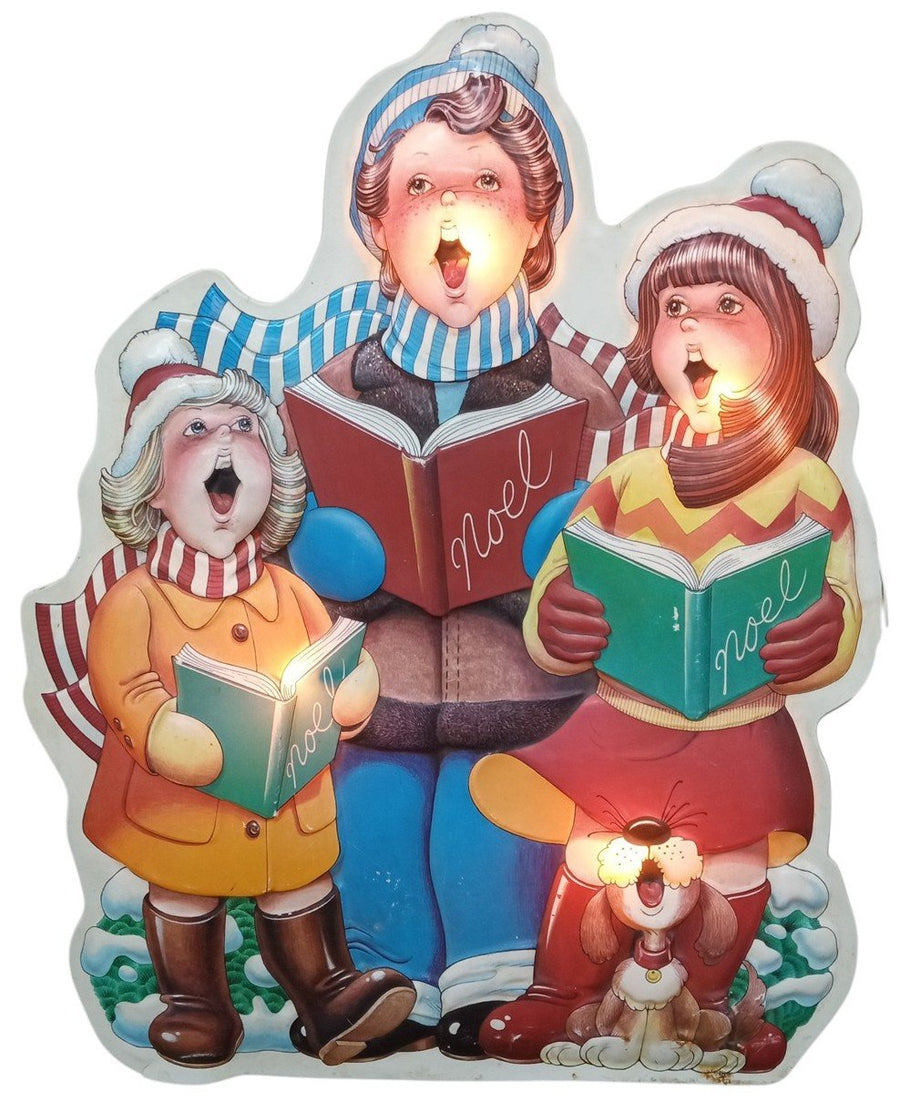 Noma Christmas Carolers Light-Up Blowmold 1990 35" Retro Festive Decorative