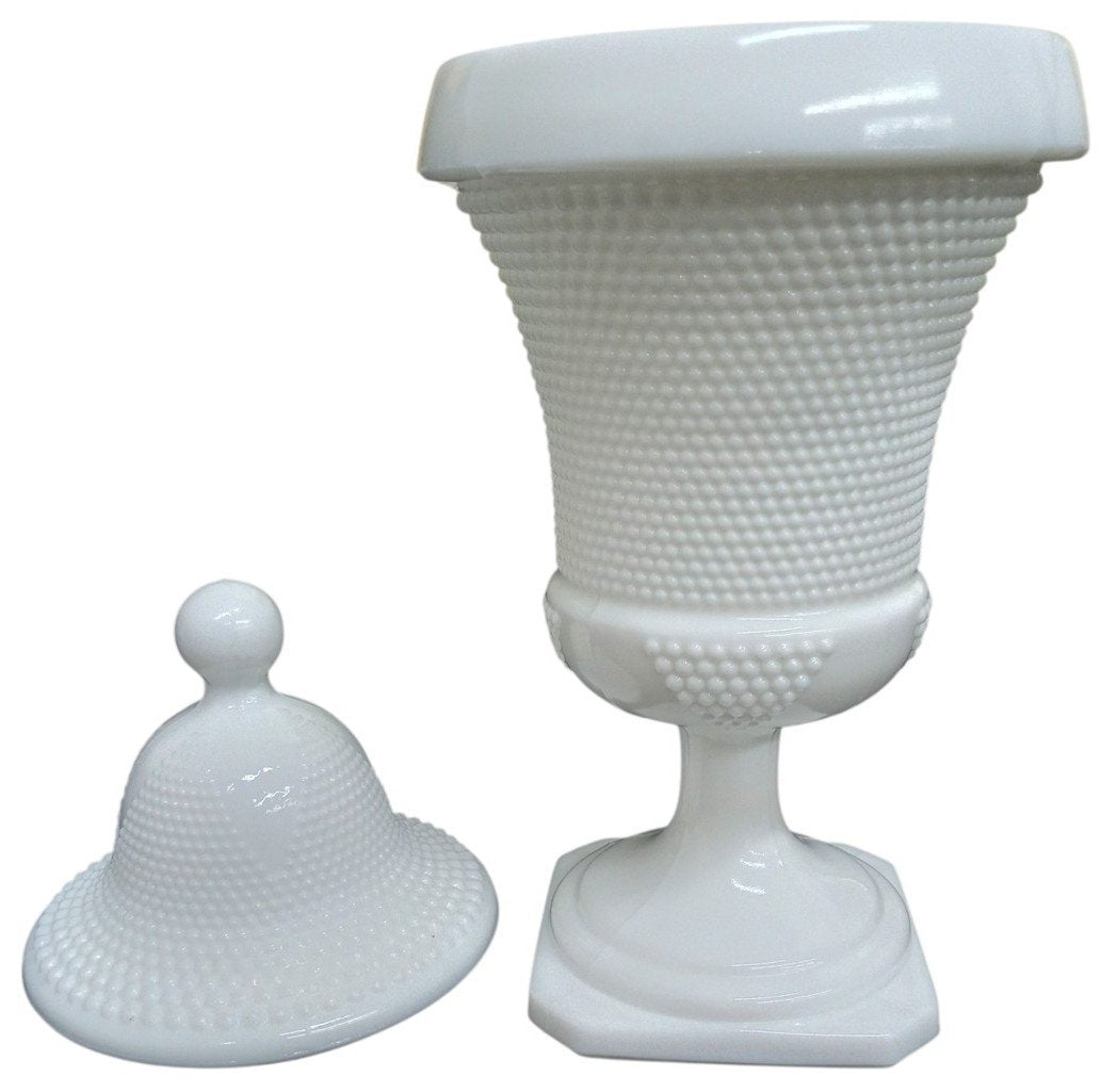 L.E. Smith Milk Glass Hobnail Urn/Apothecary Jar Vintage Collectible Decorative