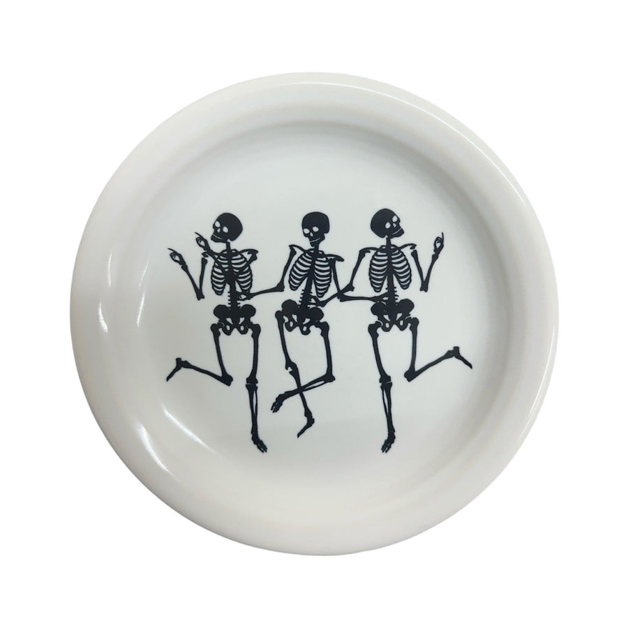 Fiesta - White Trio Of Skeletons Bistro Coupe Salad Plate Homer Laughlin HLC Ceramic Saucer