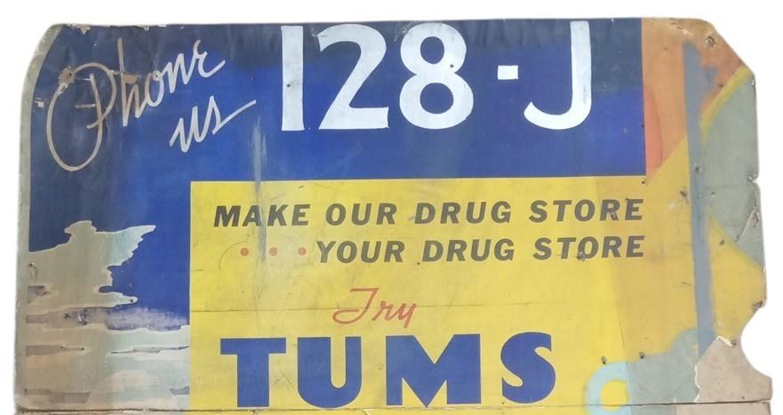 Tums & Nature's Remedy Sign 34"x40" Antique Collectible Advertising 1920s