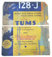 Tums & Nature's Remedy Sign 34"x40" Antique Collectible Advertising 1920s