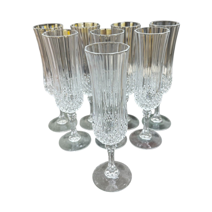 Cristal D'Arque Longchamp Set of 8 Fluted Champagne Glasses