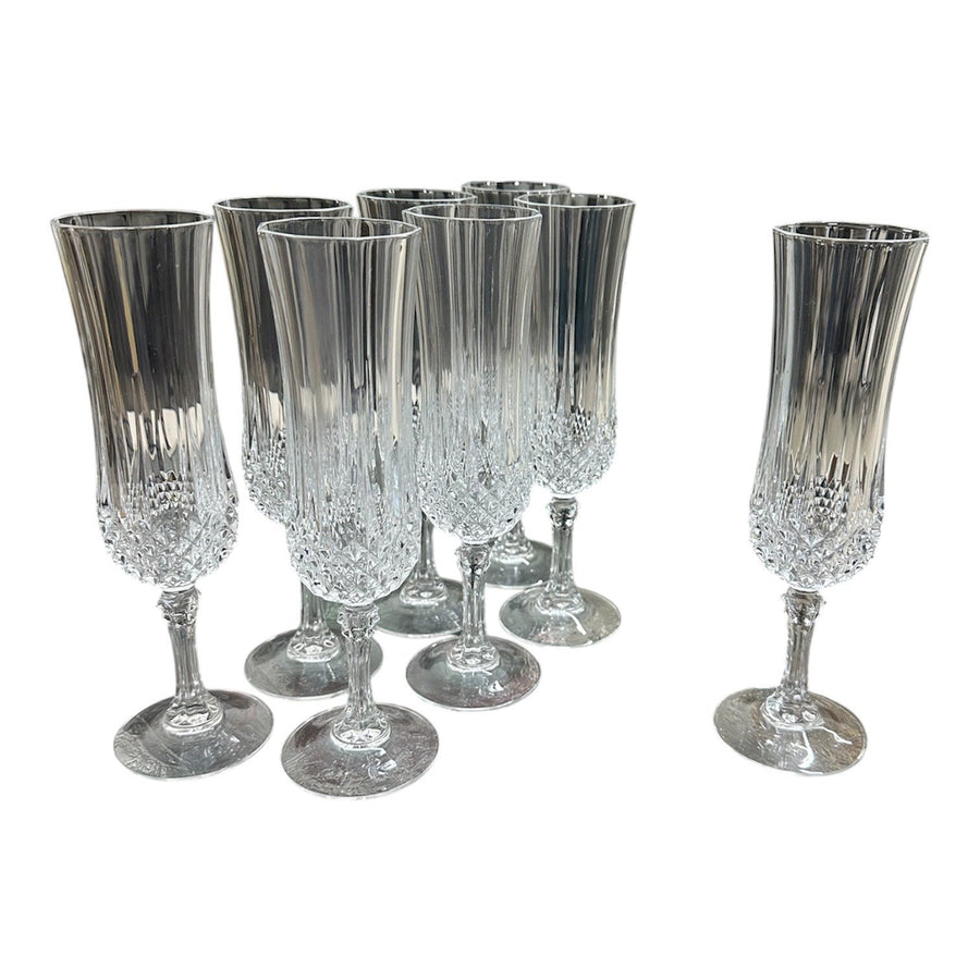Cristal D'Arque Longchamp Set of 8 Fluted Champagne Glasses