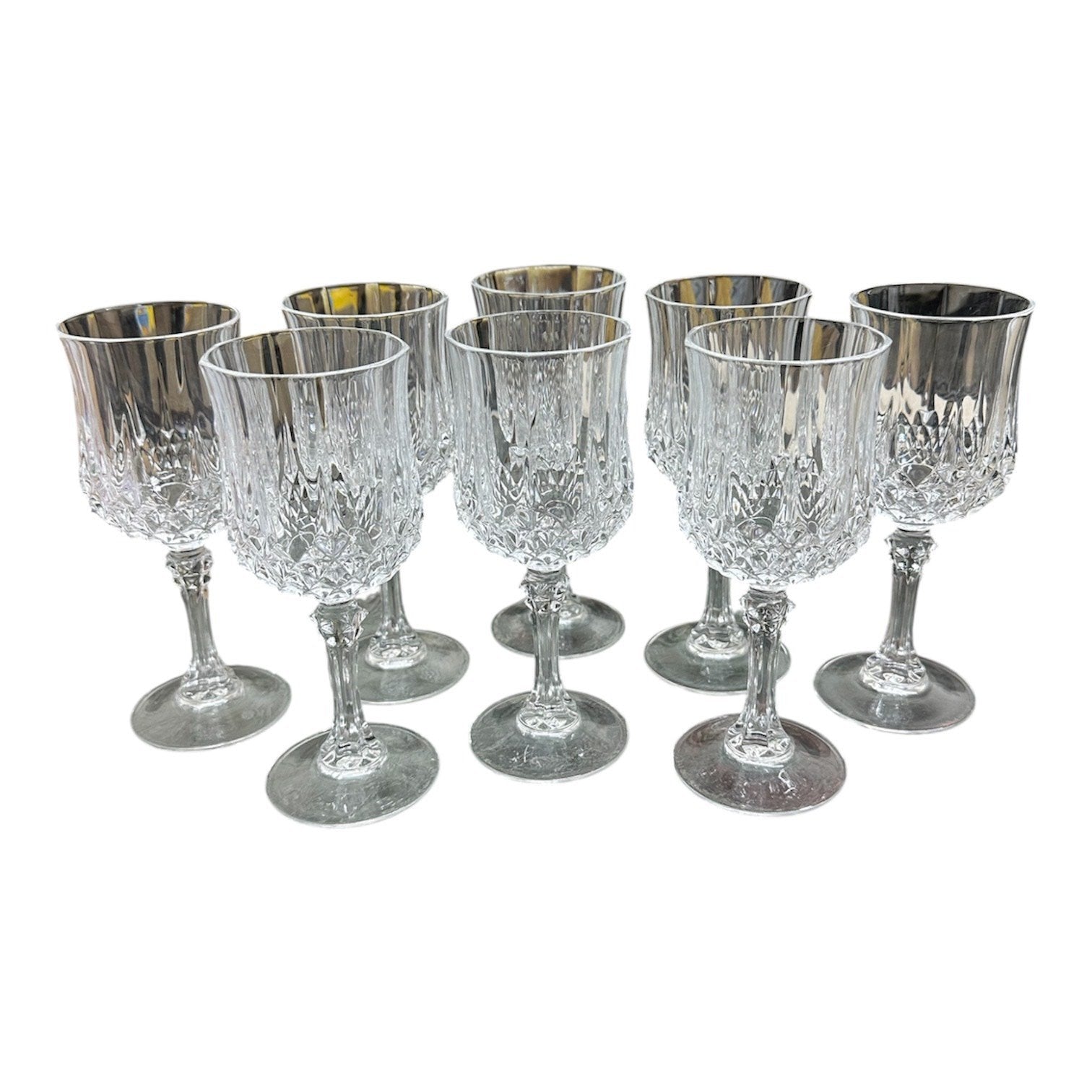 Cristal D'Arque Longchamp Set of 8 Wine Goblet Glasses