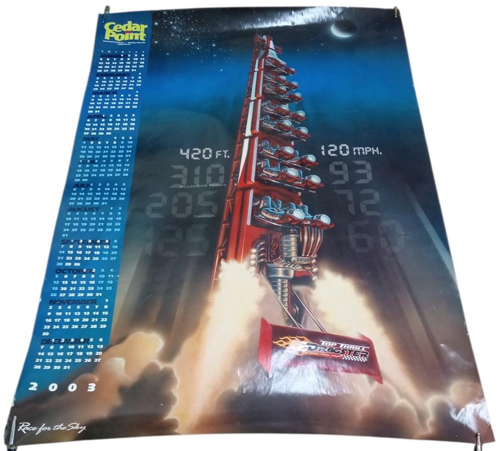 Cedar Point Top Thrill Dragster Calendar Poster 20"x30" W/Mailing Tube 2003