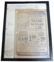 Isaly's 12/19/73 Sales Ad Signed By Art Frank Framed 9"x11" Vintage Collectible