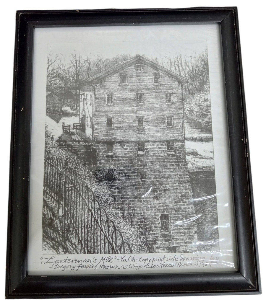 Youngstown Lanterman's Mill Drawing Gregory Fesko 1989 Framed 8"x10"