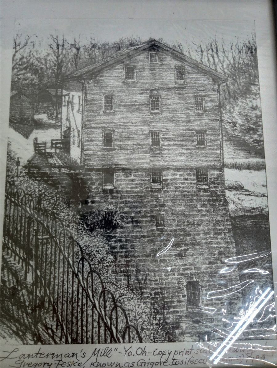 Youngstown Lanterman's Mill Drawing Gregory Fesko 1989 Framed 8"x10"