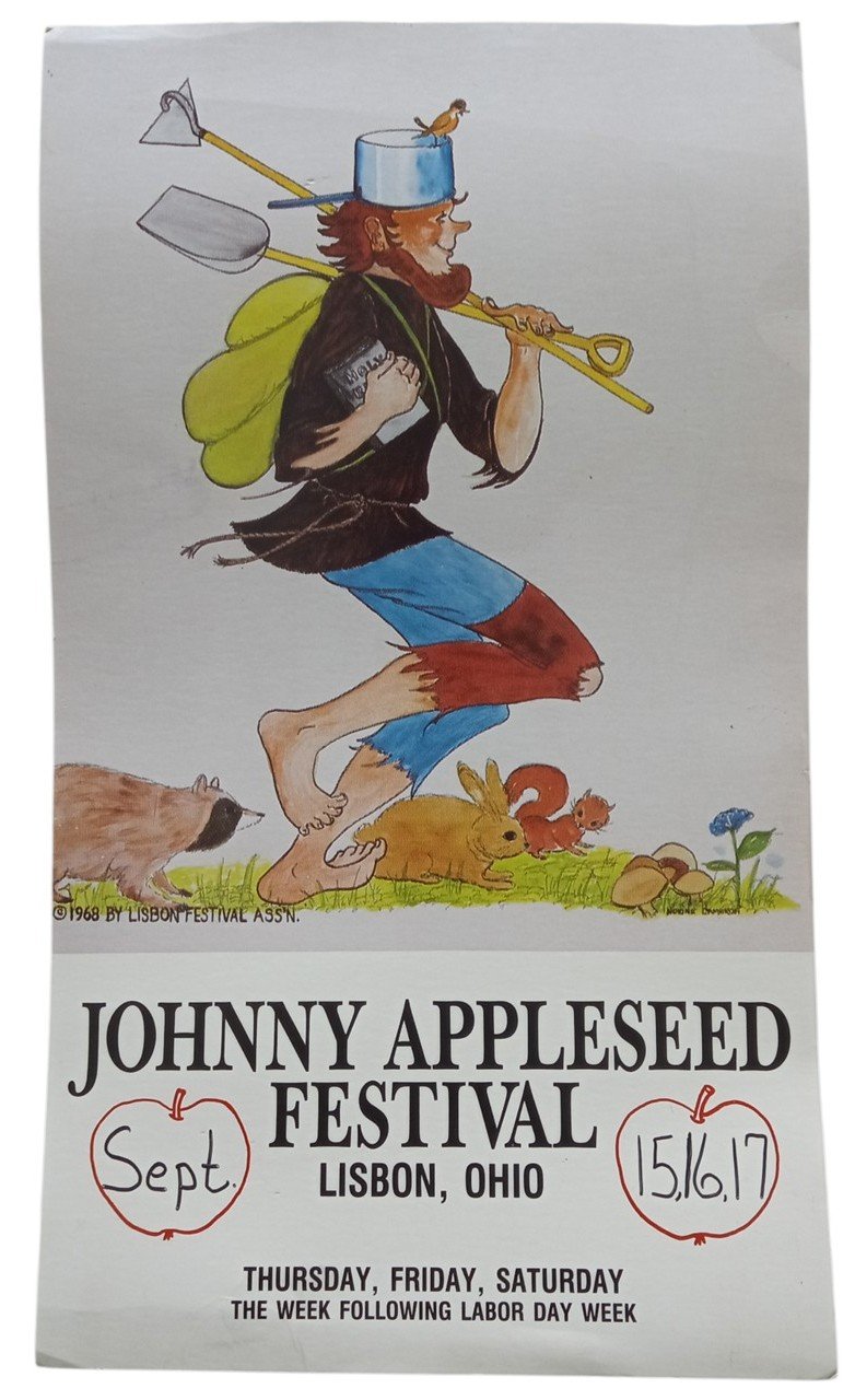 Ohio Johnny Appleseed Festival Poster Decorative Collectible Nostalgic 14"x24"