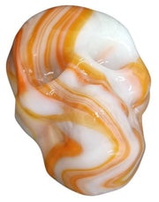 Vaseline Or Magnesium Glass Orange Skull Paperweight Vintage Collectible Unique