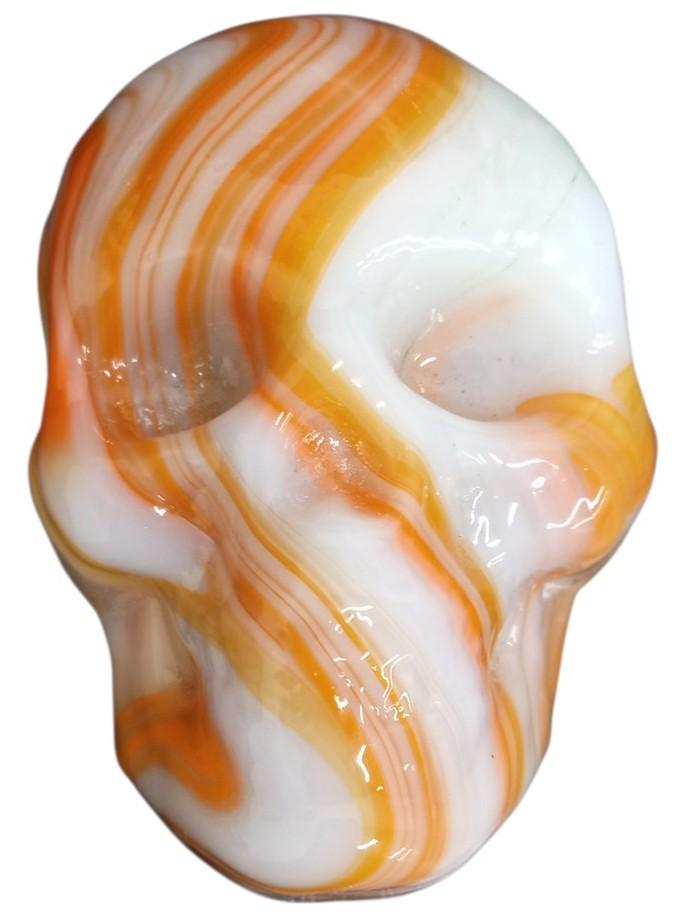 Vaseline Or Magnesium Glass Orange Skull Paperweight Vintage Collectible Unique