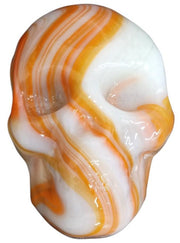 Vaseline Or Magnesium Glass Orange Skull Paperweight Vintage Collectible Unique