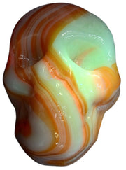 Vaseline Or Magnesium Glass Orange Skull Paperweight Vintage Collectible Unique
