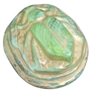 Fink Glass Works Vaseline or Magnesium Glass Scarab Paperweight Glows