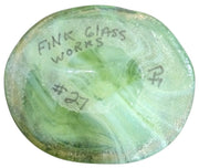Fink Glass Works Vaseline or Magnesium Glass Scarab Paperweight Glows