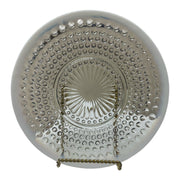 Anchor Hocking Set of 5 Opalescent Hobnob Moonstone Glass Luncheon Plates 8.5"