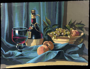 Vintage Paint by Number of Wine Grapes and Peaches Painting