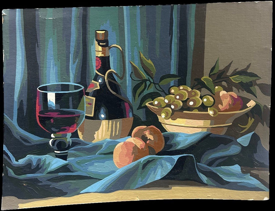 Vintage Paint by Number of Wine Grapes and Peaches Painting