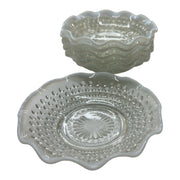 Anchor Hocking Set of 6 Opalescent Hobnob Moonstone Glass Berry/Dessert Bowls
