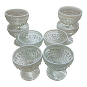 Anchor Hocking Set of 8 Opalescent Hobnob Moonstone Footed Sherbet Glasses