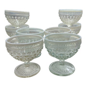 Anchor Hocking Set of 8 Opalescent Hobnob Moonstone Footed Sherbet Glasses