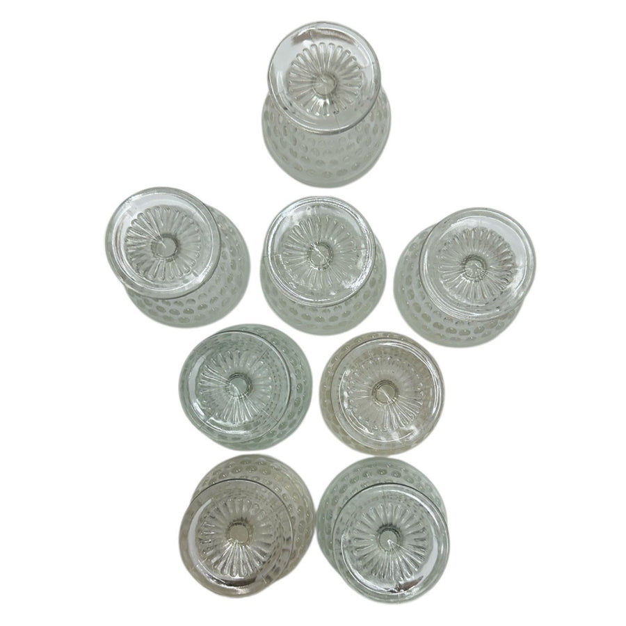Anchor Hocking Set of 8 Opalescent Hobnob Moonstone Footed Sherbet Glasses