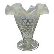 Anchor Hocking Fenton Vintage Opalescent Hobnob Moonstone Glass Vase Pair