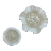 Anchor Hocking Fenton Vintage Opalescent Hobnob Moonstone Glass Vase Pair