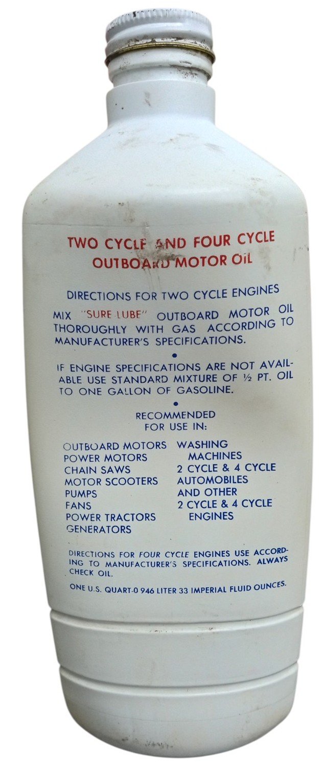 Sure-Lube Outboard Motor Oil Two & Four Cycle Vintage Collectible Petroliana