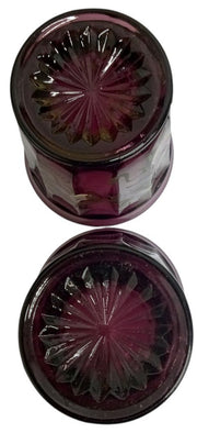 Glass Tumblers Amethyst Hand Painted Flowers Vintage Collectible Gift Idea