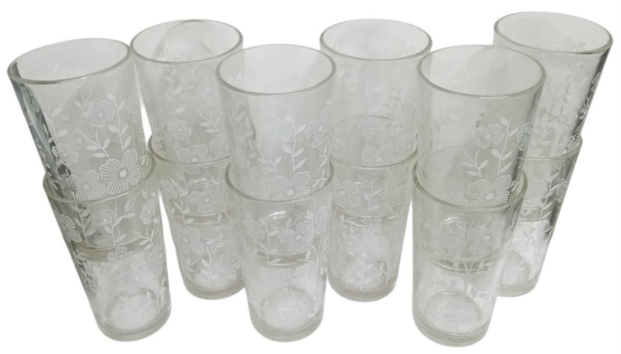 Hecho En Mexico Glasses Floral Pattern MCM Set Of 12 Collectible Glassware