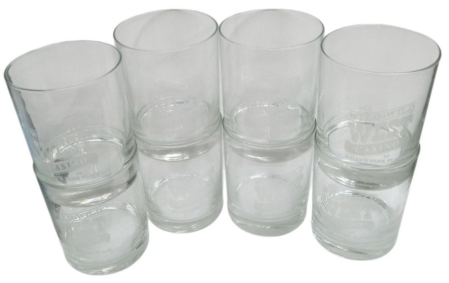 Bally's Park Place Wild Wild West Casino Glasses Set Of 8 Collectible Glassware