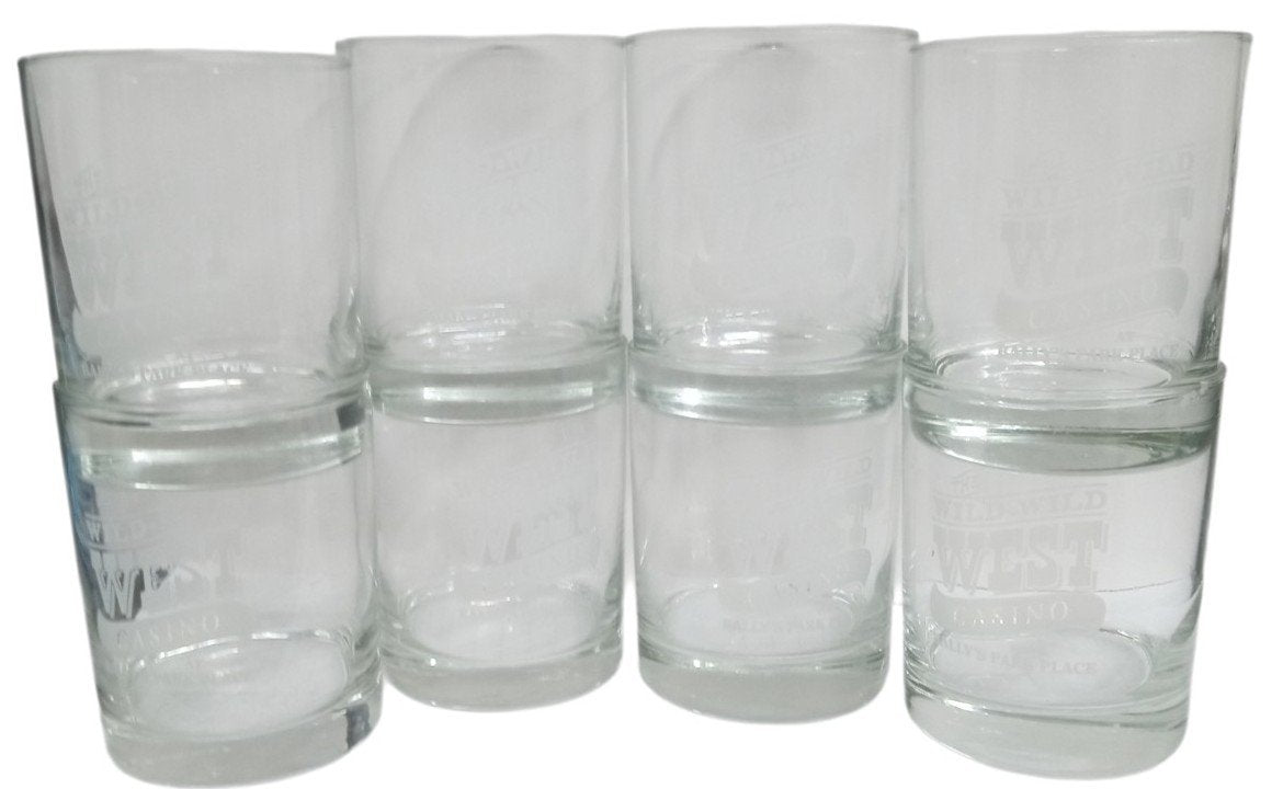 Bally's Park Place Wild Wild West Casino Glasses Set Of 8 Collectible Glassware