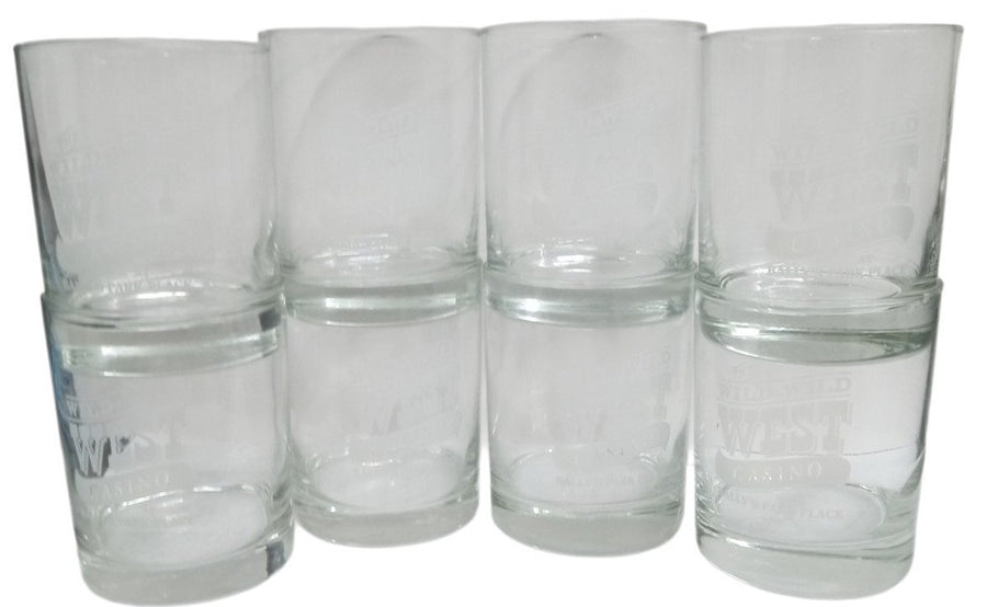 Bally's Park Place Wild Wild West Casino Glasses Set Of 8 Collectible Glassware