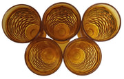Fostoria Amber Footed Drinking Glasses Set Of 5 Vintage Collectible Drinkware