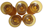 Fostoria Amber Footed Drinking Glasses Set Of 5 Vintage Collectible Drinkware