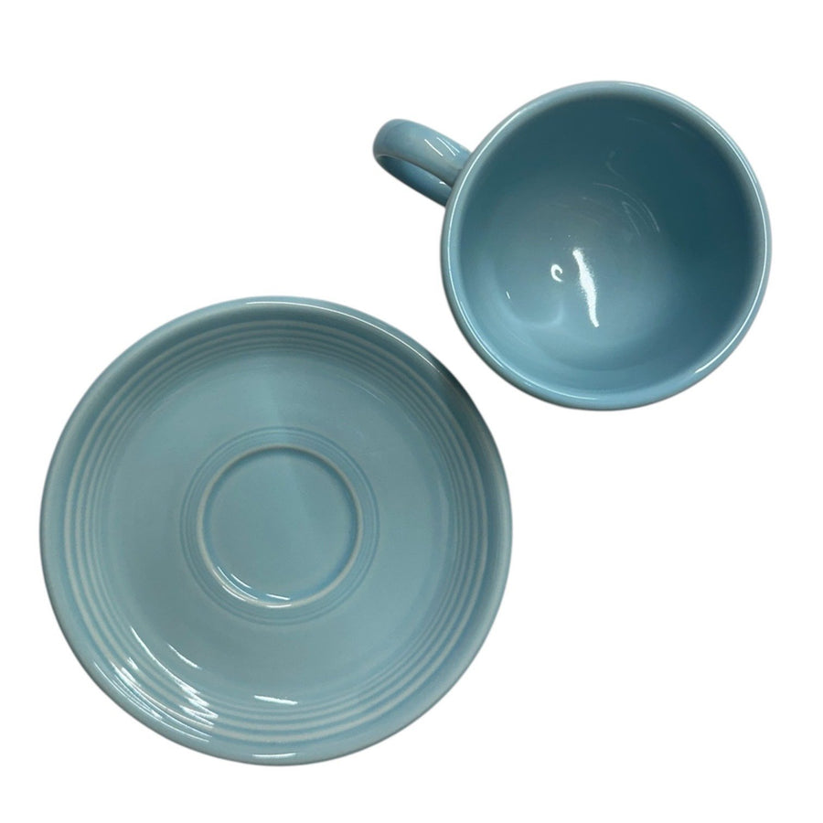 Fiesta - Sky Blue Teacup & Saucer Set Homer Laughlin HLC Ceramic