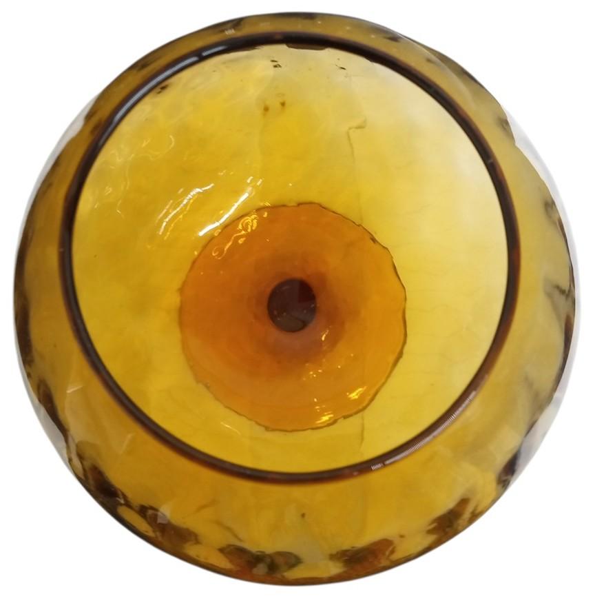 Empoli Amber Glass Snifter Vase Vintage Decorative Collectible Art Glass