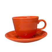 Fiesta - Poppy Orange Teacup & Saucer Set Homer Laughlin HLC Ceramic