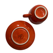 Fiesta - Poppy Orange Teacup & Saucer Set Homer Laughlin HLC Ceramic