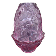 Fenton Made Pink Indented Strawberry and Leaves Fairy Lamp